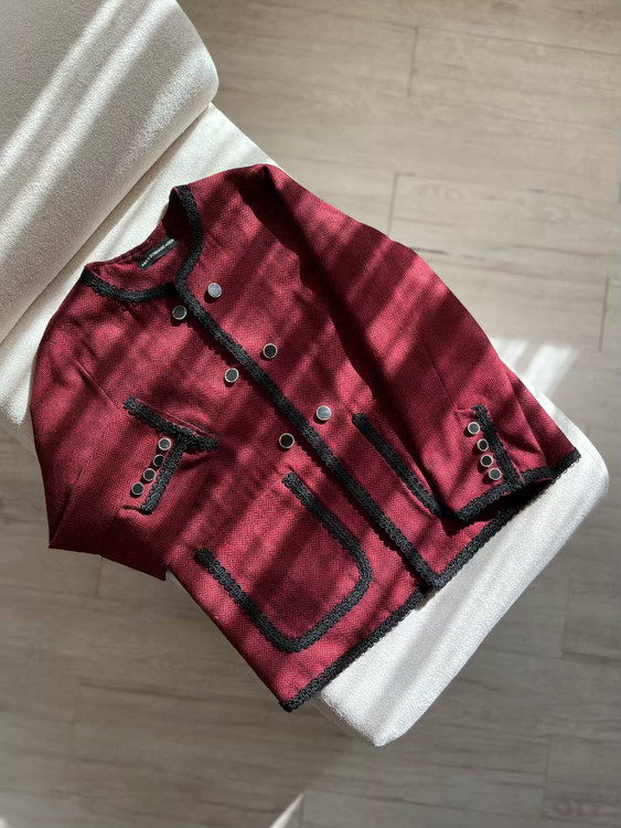 کت کشمیر آستردار طرح جناغی آلبالویی