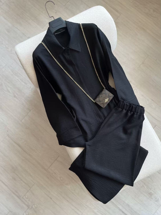 ست شومیز شلوار مشکی شانتون