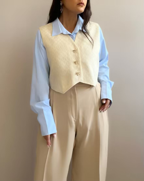 جلیقه ژاکارد آستردار